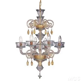 Chandelier with gold decoration at six lights