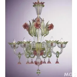 Green chandelier with gold decoration