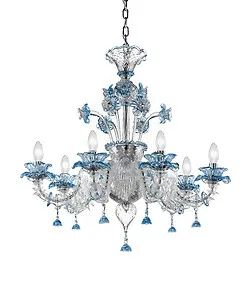 Ca' Rezzonico chandelier Easy model in aquamarine color
