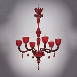 Red chandelier at six lights