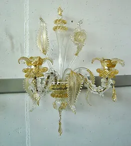 Wall light Roma in crystal and gold at two lights
