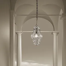 Crystal venetian lantern with rough steel finishes